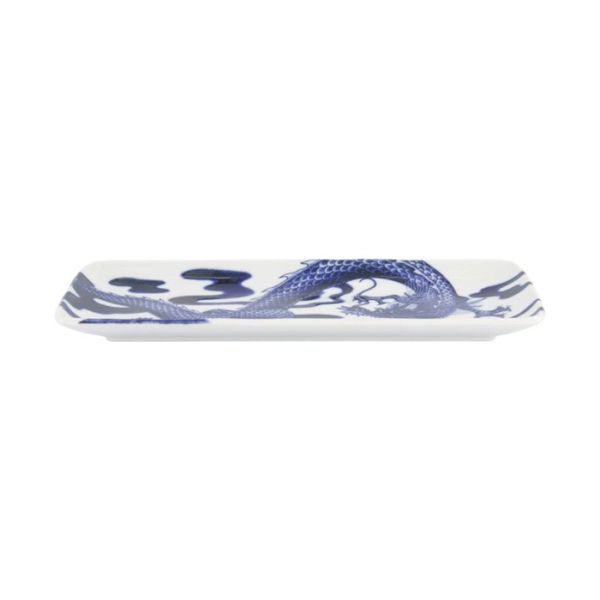 Serving Platter Japonism Dragon Blue/White, Porcelain, 28.5 × 14 × 2.5 cm, Item No. 18769