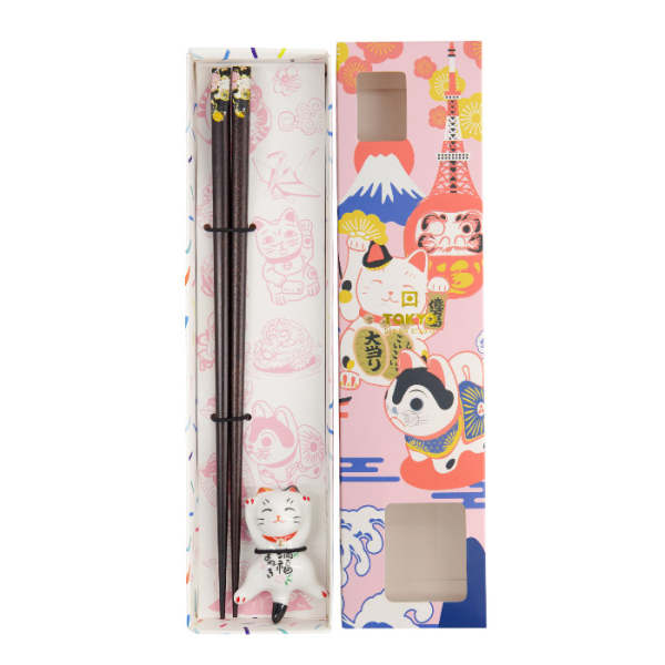 Geschenkset Lucky Cat Essstäbchen inklusive Ablage bei g-HoReCa (Bild 1 von 6)