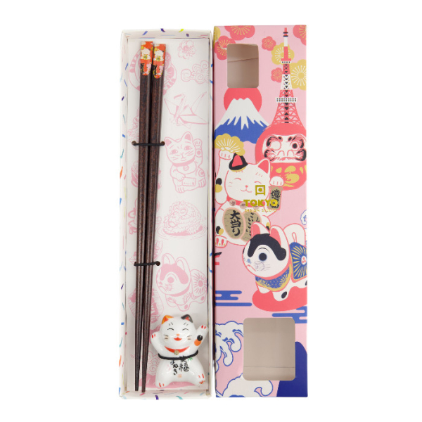 Geschenkset Lucky Cat Essstäbchen inklusive Ablage bei g-HoReCa (Bild 1 von 6)