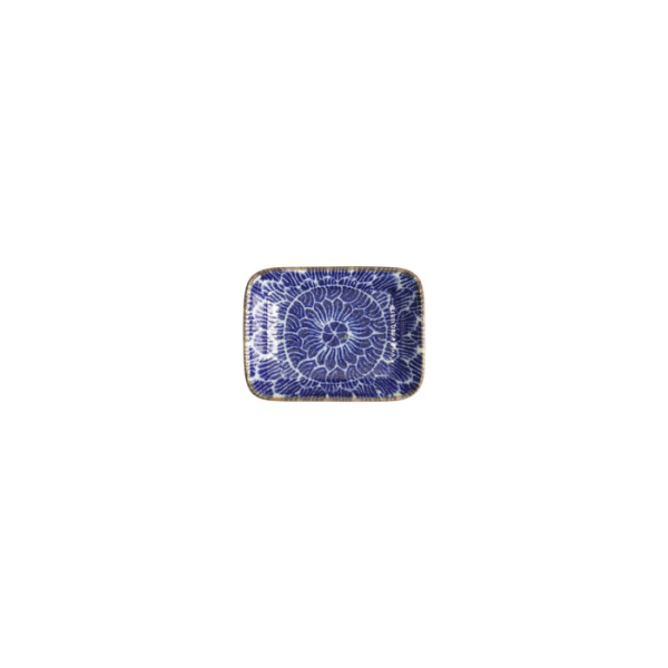 Rechteckige Saucenschale Ohuke Dahlia Blau/Weiß, Porzellan, 9,5 × 7 × 2,3 cm, Art.-Nr. 18883