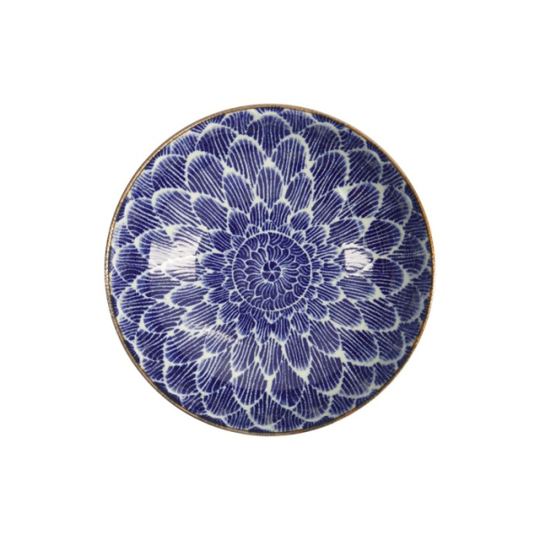 Ramenschale Ohuke Dahlia Blau/Weiß, Porzellan, Ø 21,5 × 8 cm, 1,85 l, Art.-Nr. 18893
