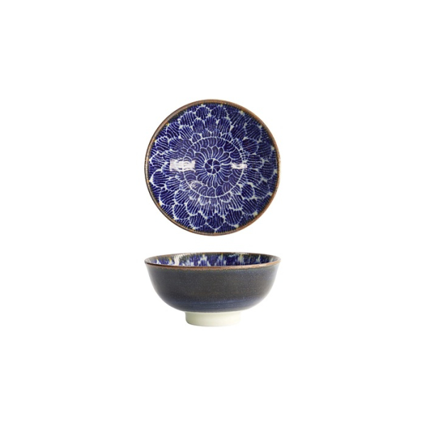 Tokyo Design Studio Schale Ohuke Dahlia Blau/Weiß, Porzellan, Ø 11,8 × 5,5 cm, 300 ml