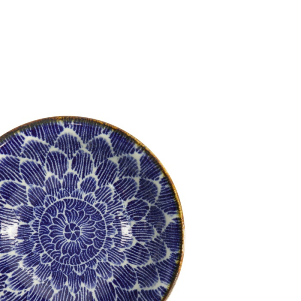 Reisschale Ohuke Dahlia Blau/Weiß, Porzellan, Ø 18,8 × 7,8 cm, Art.-Nr. 18897