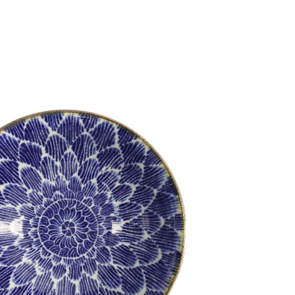 Ramenschale Ohuke Dahlia Blau/Weiß, Porzellan, Ø 21 × 7,8 cm, Art.-Nr. 18898