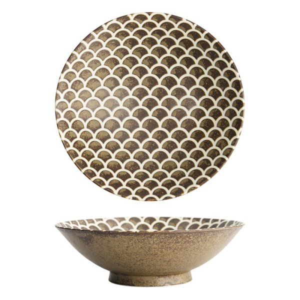 Tokyo Design Studio Salad Bowl Iga Matte Mermaid Brown, Stoneware, Ø 25 × 7.4 cm, 1.4 l