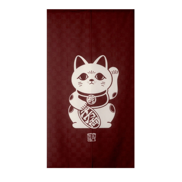 Maneki Neko White Red Noren (Vorhang für Türen) bei g-HoReCa