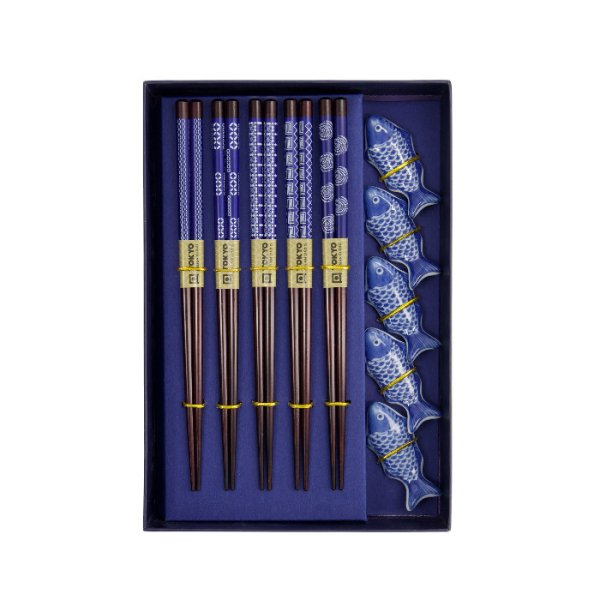 TDS, 5 Paar Essstäbchen, Fish, mit Essstäbchenablagen, 22,5 cm, 10-tlg., Art.-Nr. 20903