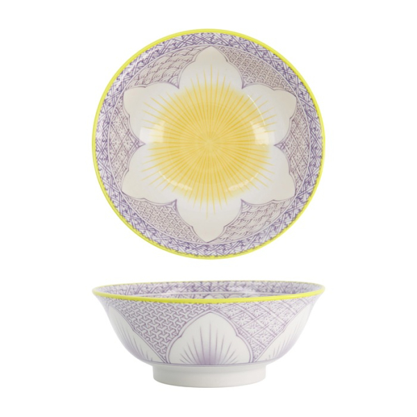 Tokyo Design Studio Ramenschale Lily Flower Lila, Porzellan, Ø 20,5 × 8 cm, 1,2 l