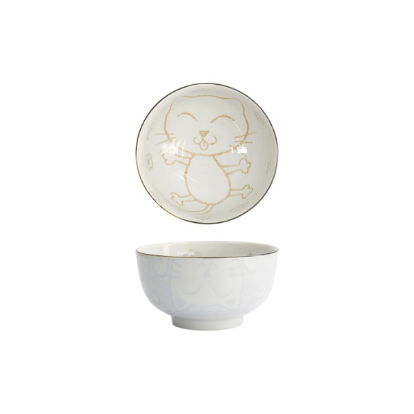 Tokyo Design Studio Tayo-Schale Kawaii Cat Neko Blau, Porzellan, Ø 12,7 × 7 cm, 300 ml