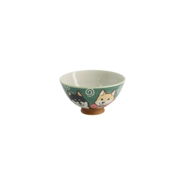 Rice Bowl Kawaii Shiba-Dog Green, Porcelain, Ø 12.5 × 7 cm, 350 ml, Item No. 20985