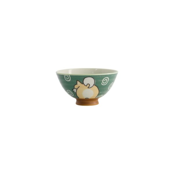 Rice Bowl Kawaii Shiba-Dog Green, Porcelain, Ø 12.5 × 7 cm, 350 ml, Item No. 20985
