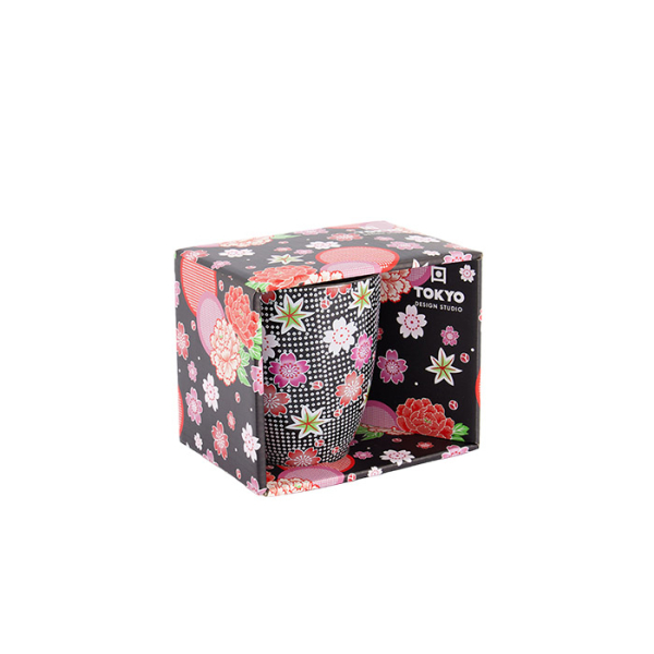 Schwarz Kawaii Blume Tasse mit Geschenkbox bei g-HoReCa (Bild 2 von 2)