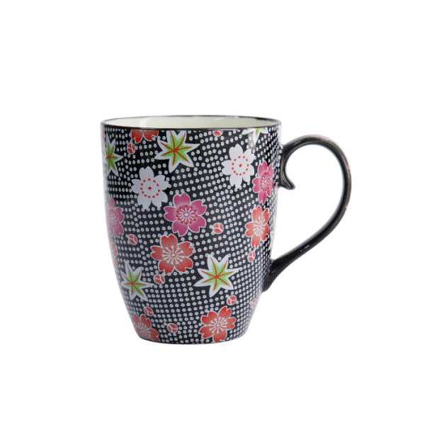 TDS, Kawaii Flower Mug W/Giftbox, Black, 8.5x10.2cm, 300 ml, Item No. 21175