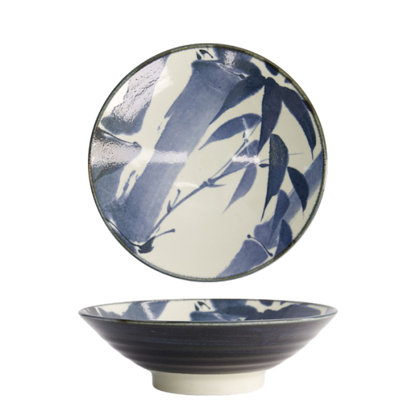 Tokyo Design Studio Ramen Bowl, Bamboo, Mixed Bowls, Blue/White Ø 24.5x7.5cm