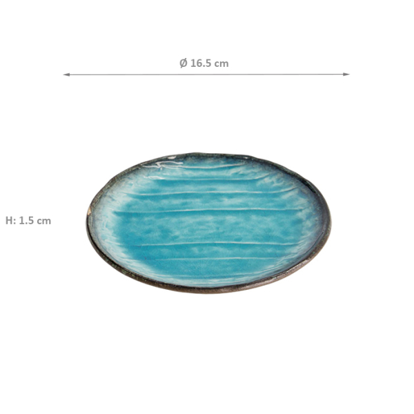 Teller Yamasaku Blau, Steingut, Ø 16,5 × 1,5 cm, Art.-Nr. 21326