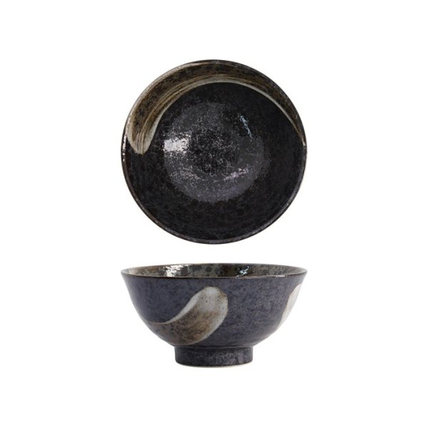 Tokyo Design Studio Reisschale Arahake Schwarz/Braun, Steinzeug, Ø 16 × 7,5 cm, 600 ml
