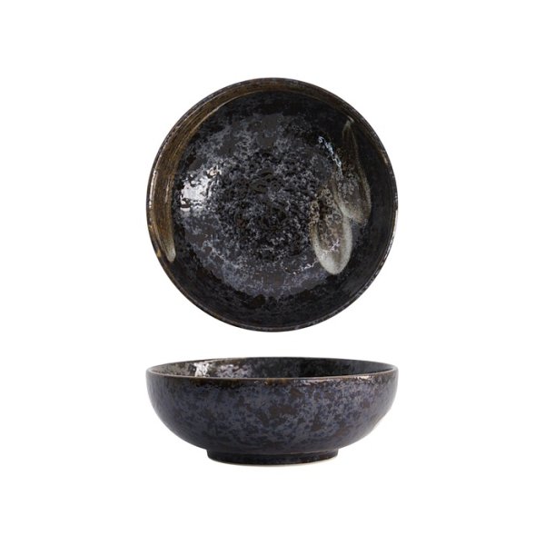 Tokyo Design Studio Reisschale Arahake Schwarz/Braun, Steinzeug, Ø 17 × 7 cm, 800 ml