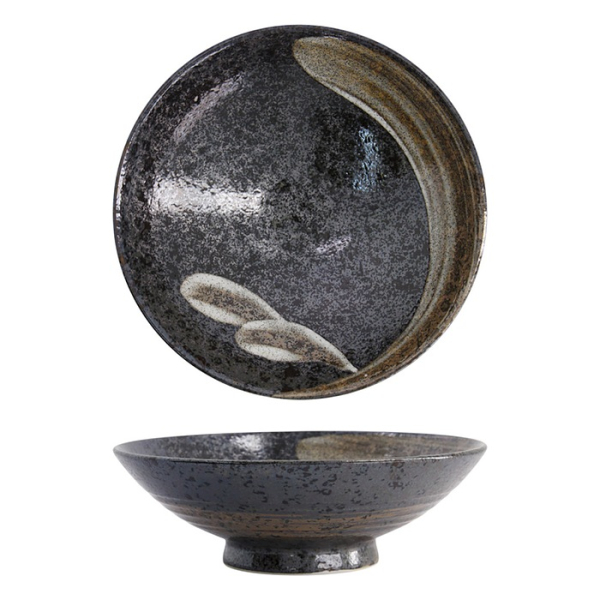 Tokyo Design Studio Schale Arahake Schwarz/Braun, Steinzeug, Ø 24 × 7,5 cm, 1,4 l