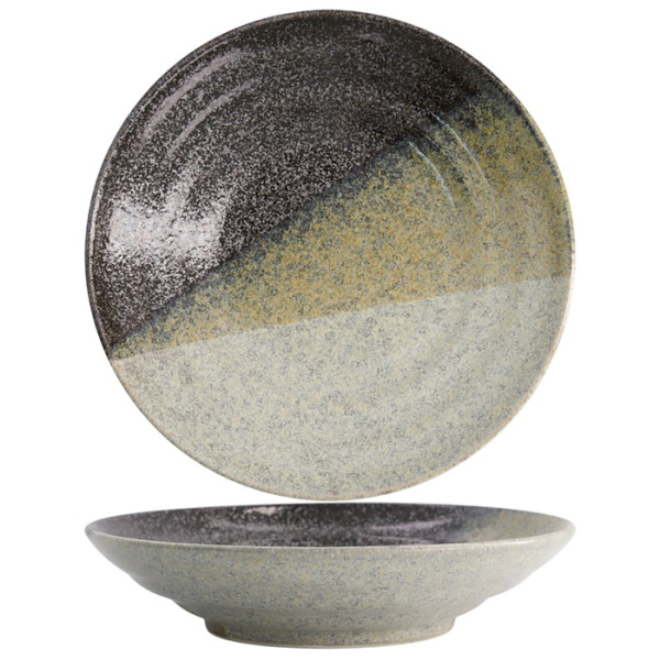 Tokyo Design Studio Deep Plate Oboro Yamakage Black/Brown/White, Stoneware, Ø 29 × 6 cm