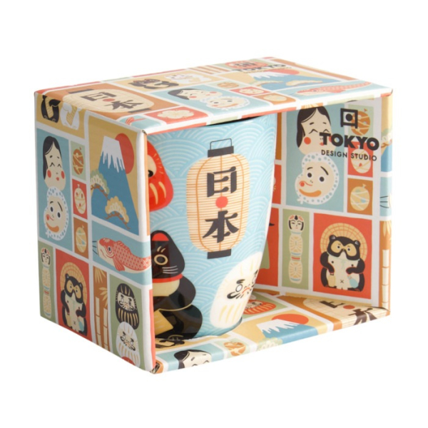 Tokyo Design Studio Tasse Kawaii Japan A Bunt in Geschenkbox, Porzellan, Ø 8,5 × 10,2 cm, 380 ml