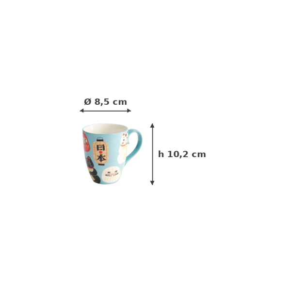 Tasse Kawaii Japan A Bunt in Geschenkbox, Porzellan, Ø 8,5 × 10,2 cm, 380 ml, Art.-Nr. 21529