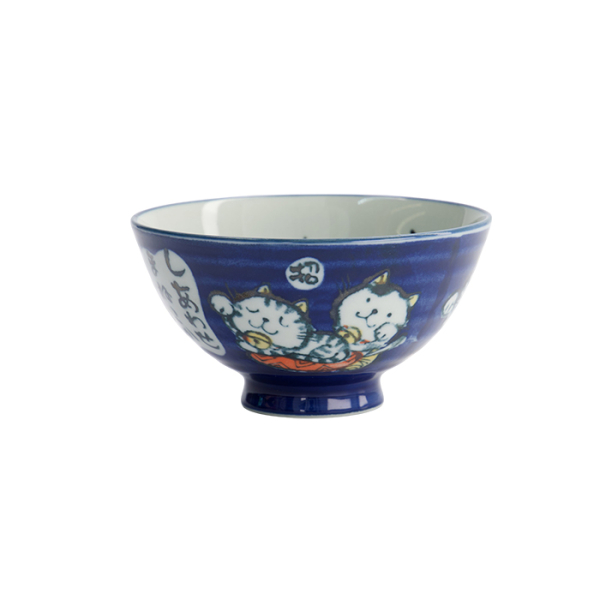 TDS, Rice Bowl, Kawaii Neko Cat, Blue, Ø 11.4 x 6.2cm 300ml - Item No. 2152
