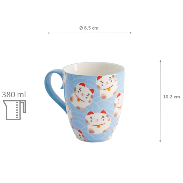 Wh/Bl Kawaii Glückliche Katze Tasse mit Geschenkbox bei g-HoReCa (Bild 6 von 6)