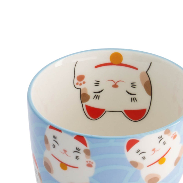 Wh/Bl Kawaii Glückliche Katze Tasse mit Geschenkbox bei g-HoReCa (Bild 4 von 6)