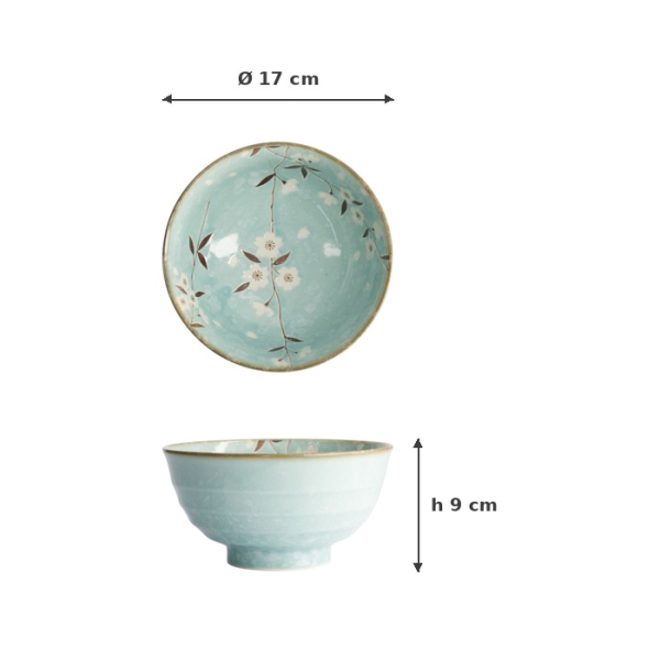 Reisschale Light Blue Sakura, Porzellan, Ø 17 × 9 cm, 900 ml, Art.-Nr. 21589