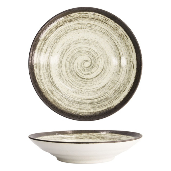 Tokyo Design Studio Tiefer Teller Asashio Schwarz/Weiß, Steinzeug, Ø 29 × 6 cm
