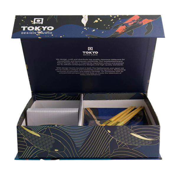 4 w/Chopsticks Blue Kawaii Koi Sushi Plate Giftset Set at g-HoReCa (picture 4 of 6)