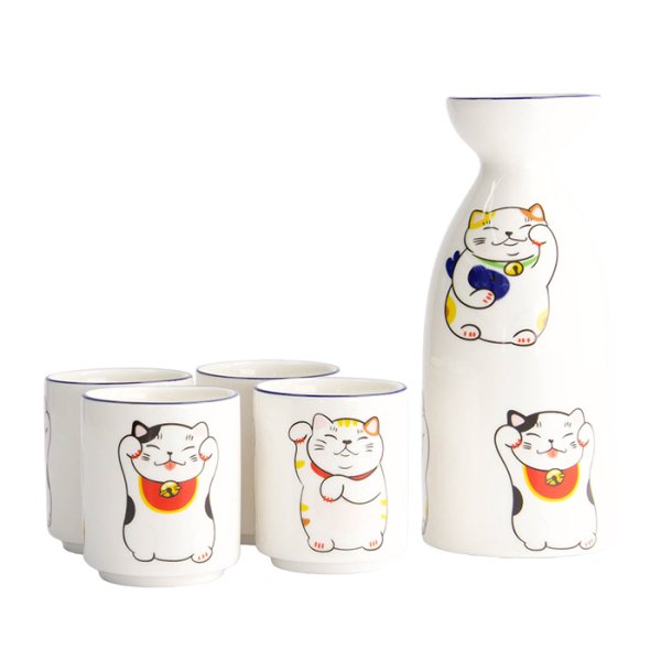 TDS, Kawaii Glückliche Katze Sake Set, 1:4 120/50 ml, Art.-Nr. 21689
