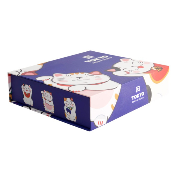 Sushi-Set Kawaii Lucky Cat Weiß/Blau, 6-tlg., Porzellan, Art.-Nr. 21691