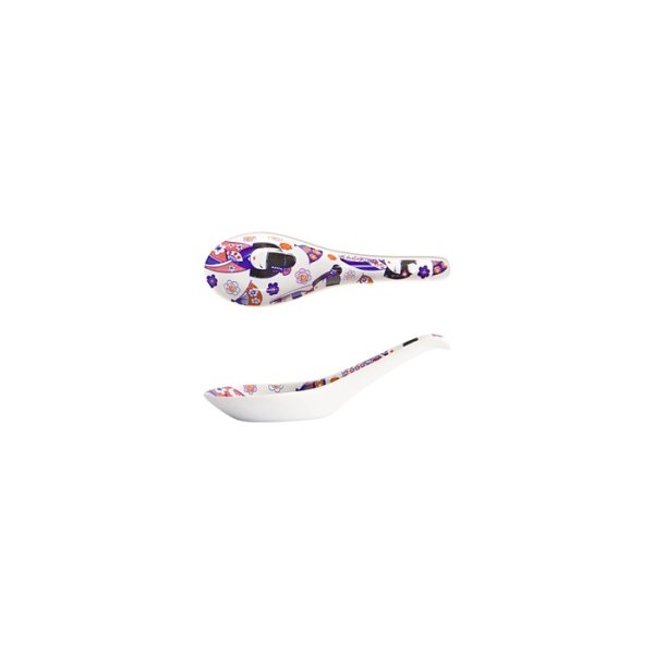 Tokyo Design Studio Suppenlöffel Kawaii Maiko Lila (Lila/Weiß), Porzellan, 13,8 cm