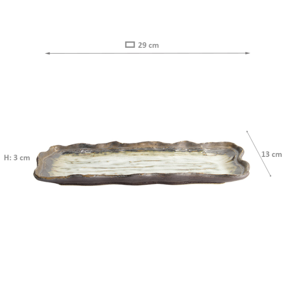 TDS, Rectangular Plate, Yohen Gold Wave, 29 x 13 x 3 cm, Item No. 21903