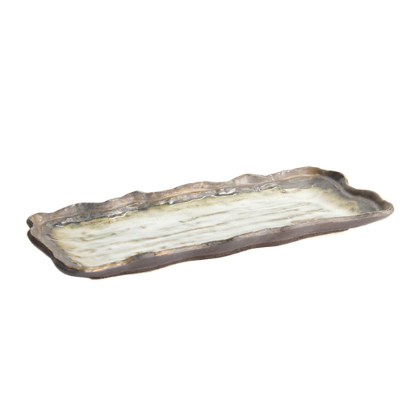 TDS, Rectangular Plate, Yohen Gold Wave, 29 x 13 x 3 cm, Item No. 21903