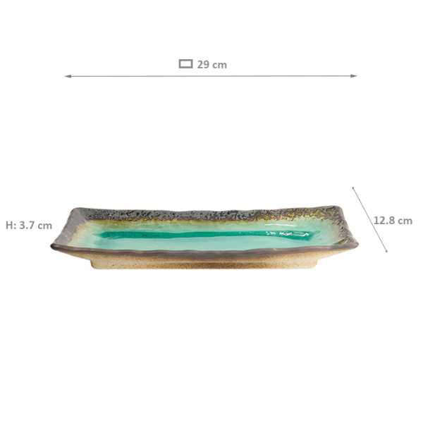 Servierplatte Grün, Keramik, 29 × 12,8 × 3,7 cm, Art.-Nr. 21905