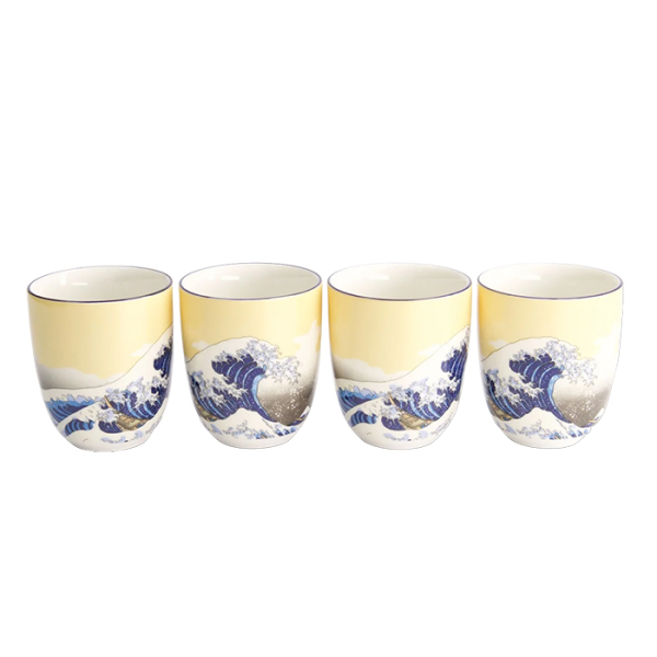 TDS, Cup Set, 4-piece set, Kawaii Hokusai, 7x8cm 170ml, Item No. 21907