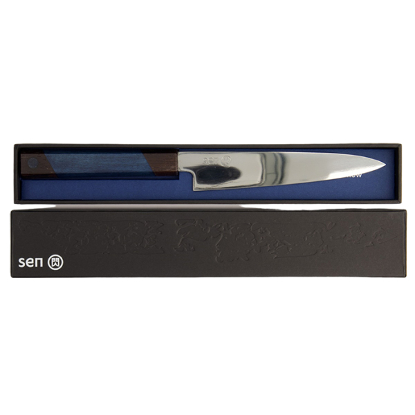 10 cm Kotai Paring Messer gehämmert mit Bambusbox bei g-HoReCa