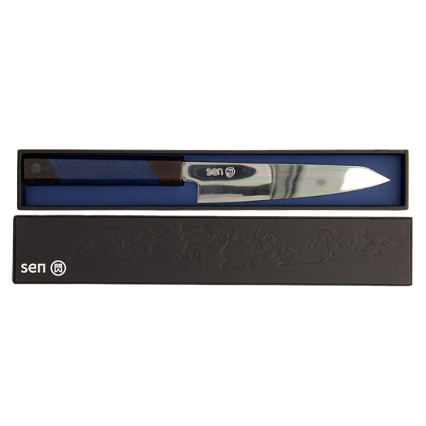 10 cm Kotai Paring Messer gehämmert mit Bambusbox bei g-HoReCa