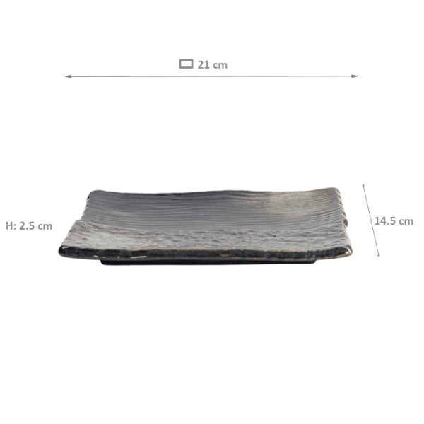 TDS, Plate, Black, 21x14.5x2.5cm, Item No. 21998