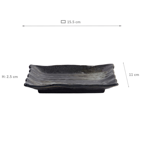 TDS, Plate, Black, 15.5x11x2.5cm - Item No. 22233