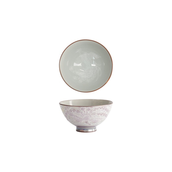 Tokyo Design Studio Rice Bowl Kawaii Luster Phoenix Purple, Porcelain, Ø 11.5 × 6 cm, 300 ml