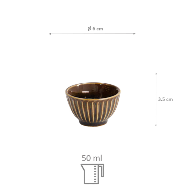 TDS, Sake-Becher, Ø 6x3,5cm 50ml, Ameyu Brown, Art.-Nr. 22280