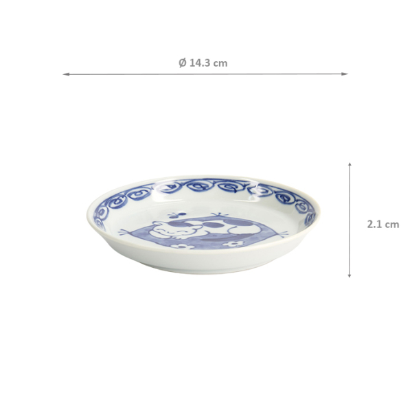 Plate Neko Maruke Cat Blue/White, Porcelain, Ø 14.3 × 2.1 cm, Item No. 22296