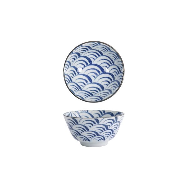 Tokyo Design Studio Rice Bowl Natsu Nami Blue/White, Porcelain, Ø 12 × 6.4 cm, 350 ml