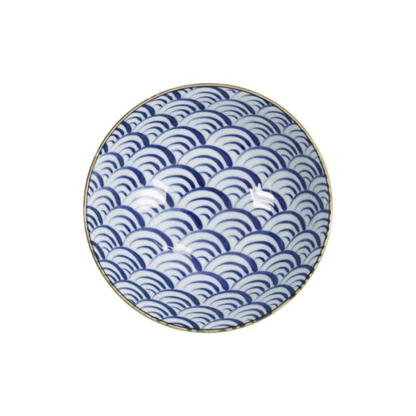 Ramen Bowl Natsu Nami Blue/White, Porcelain, Ø 21 × 7.8 cm, 1 l, Item No. 22337