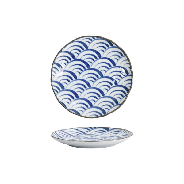 Tokyo Design Studio Plate Natsu Nami Blue/White, Porcelain, Ø 16.5 × 2 cm