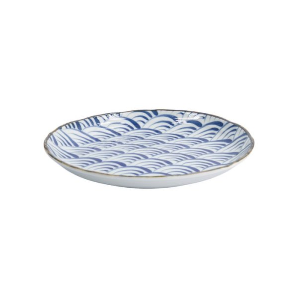 Teller Natsu Nami Blau/Weiß, Porzellan, Ø 24,7 × 3 cm, Art.-Nr. 22341