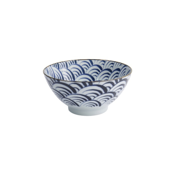 Schale Natsu Nami Mixed Bowls Blau/Weiß, Porzellan, Ø 17,8 × 8,7 cm, 1 l, Art.-Nr. 22343